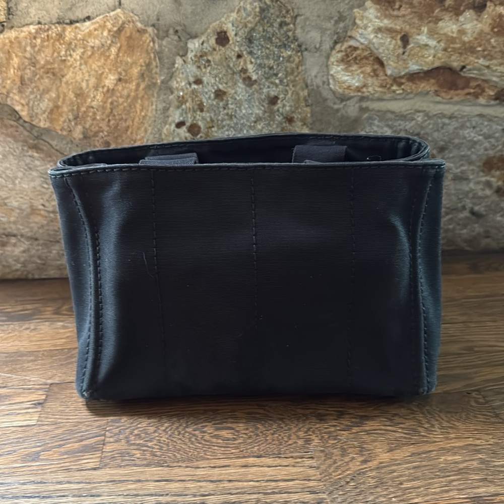 Authentic PRADA Canapa Canvas Shoulder Hand Bag Purse Black small size tote - Picture 15 of 17